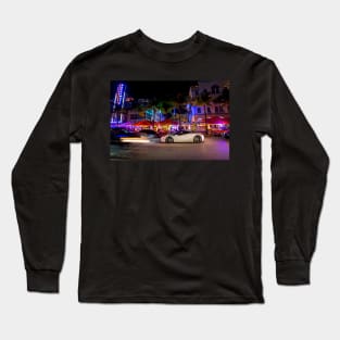 Ocean Ave at Night Miami Florida Long Sleeve T-Shirt